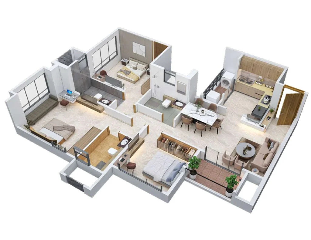 VTP CIELO Bavdhan 3BHK Floorplan Image